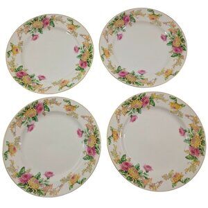 Mikado Japan SANDRA Floral with Gold Trim Salad Luncheon Plates – Set of 4
